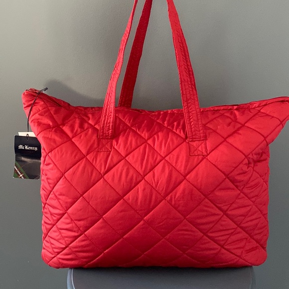 NWT- Red Waffle Stitch Tote Bag - Picture 1 of 8